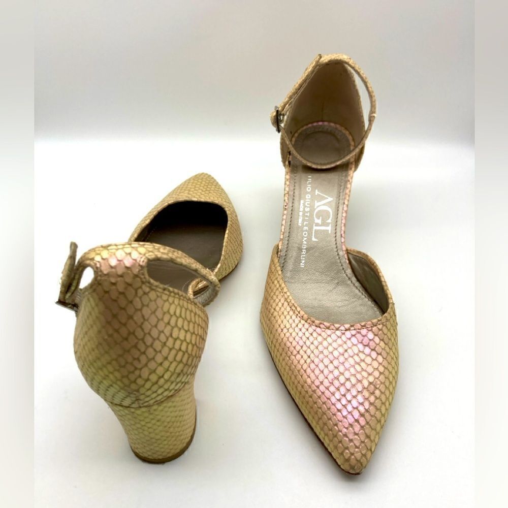 AGL Attilio Giusti Leombruni D’Orsay Shim Snake Marble Heels SZ 39/8,5 Italy - Picture 5 of 13